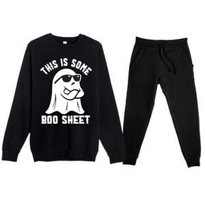 This Is Some Boo Sheet Funny Halloween Ghost Premium Crewneck Sweatsuit Set