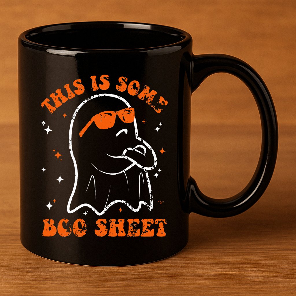 This Is Some Boo Sheet Funny Ghost Halloween Costume Retro 11oz C Handle Ceramic Mug