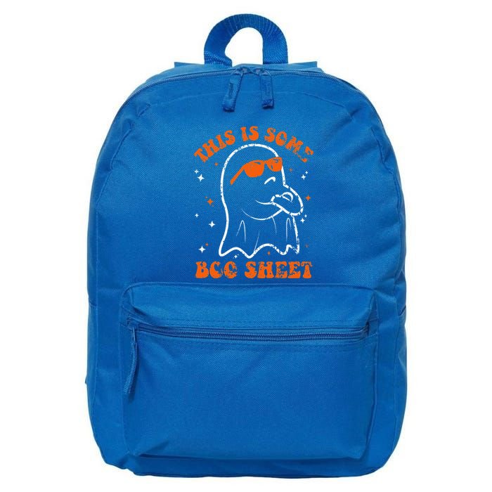 This Is Some Boo Sheet Funny Ghost Halloween Costume Retro 16 in Basic Backpack