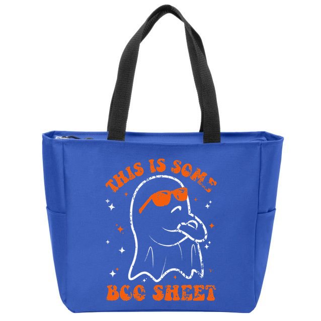This Is Some Boo Sheet Funny Ghost Halloween Costume Retro Zip Tote Bag