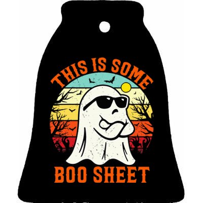 This Is Some Boo Sheet Ghost Retro Halloween Funny Halloween Ceramic Bell Ornament