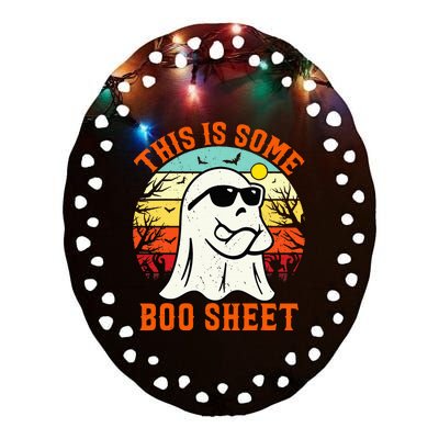 This Is Some Boo Sheet Ghost Retro Halloween Funny Halloween Ceramic Oval Ornament