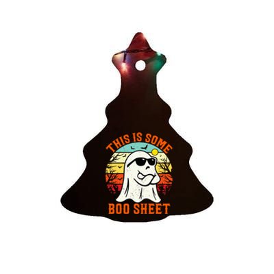 This Is Some Boo Sheet Ghost Retro Halloween Funny Halloween Ceramic Tree Ornament