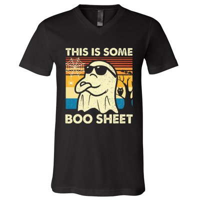 This Is Some Boo Sheet Ghost Retro Funny Halloween V-Neck T-Shirt