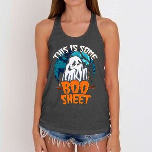 This Is Some Boo Sheet Ghost Halloween Costume Women's Knotted Racerback Tank