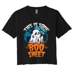 This Is Some Boo Sheet Ghost Halloween Costume Women's Crop Top Tee