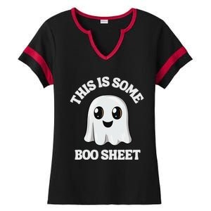 This Is Some Boo Sheet Ghost Retro Cute Halloween Ladies Halftime Notch Neck Tee