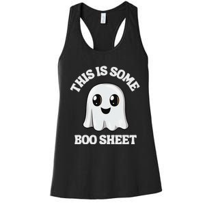 This Is Some Boo Sheet Ghost Retro Cute Halloween Women's Racerback Tank