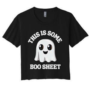 This Is Some Boo Sheet Ghost Retro Cute Halloween Women's Crop Top Tee