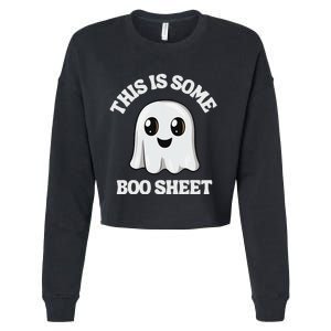 This Is Some Boo Sheet Ghost Retro Cute Halloween Cropped Pullover Crew