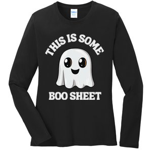 This Is Some Boo Sheet Ghost Retro Cute Halloween Ladies Long Sleeve Shirt