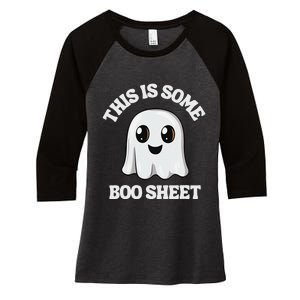 This Is Some Boo Sheet Ghost Retro Cute Halloween Women's Tri-Blend 3/4-Sleeve Raglan Shirt