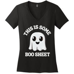 This Is Some Boo Sheet Ghost Retro Cute Halloween Women's V-Neck T-Shirt