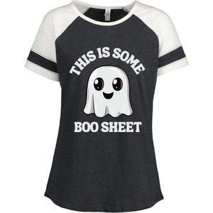 This Is Some Boo Sheet Ghost Retro Cute Halloween Enza Ladies Jersey Colorblock Tee