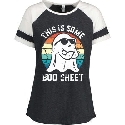 This Is Some Boo Sheet Halloween Ghost Funny Gifts Enza Ladies Jersey Colorblock Tee