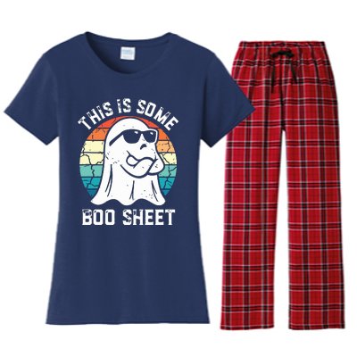 This Is Some Boo Sheet Halloween Ghost Funny Gifts Women's Flannel Pajama Set