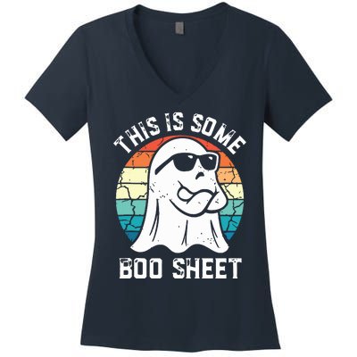 This Is Some Boo Sheet Halloween Ghost Funny Gifts Women's V-Neck T-Shirt