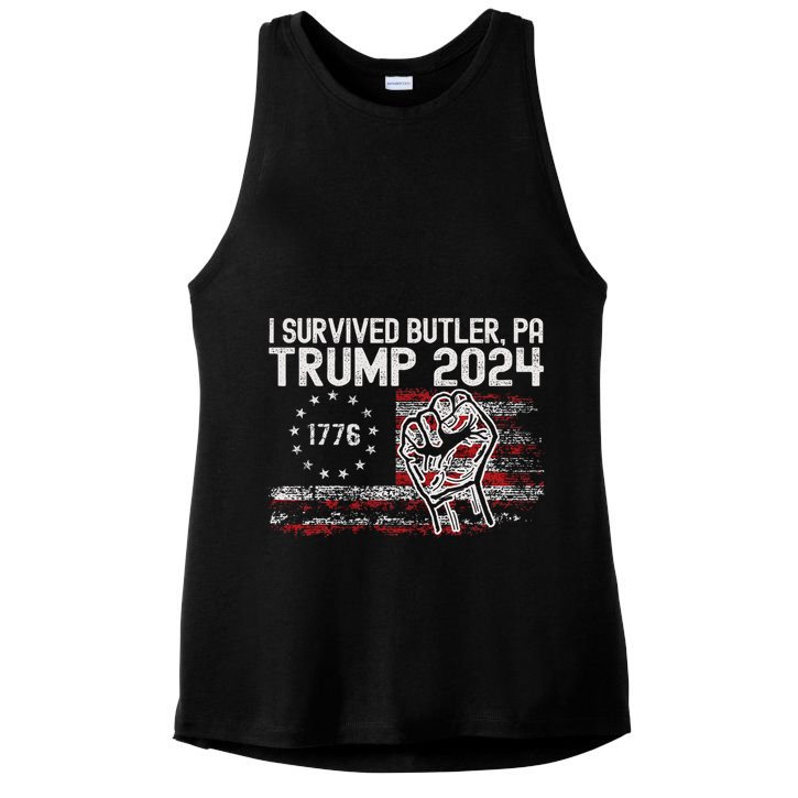 Trump I Survived Trump Rally Butler Pa Shooting Ear Ladies PosiCharge Tri-Blend Wicking Tank
