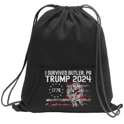 Trump I Survived Trump Rally Butler Pa Shooting Ear Sweatshirt Cinch Pack Bag