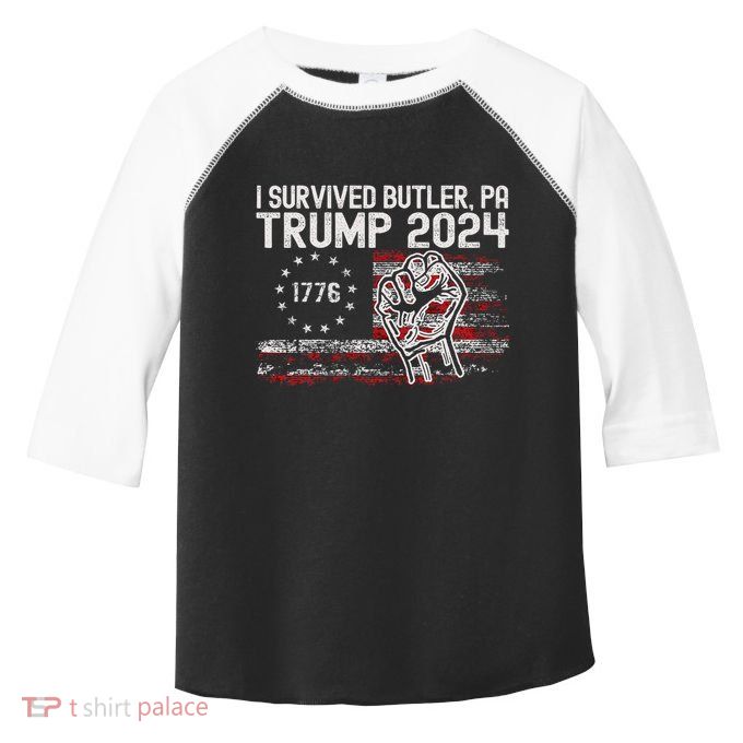 Trump I Survived Trump Rally Butler Pa Shooting Ear Toddler Fine Jersey T-Shirt