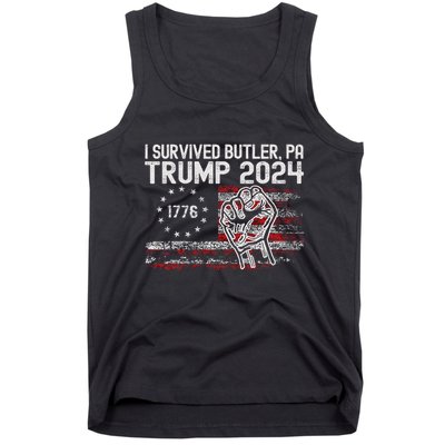 Trump I Survived Trump Rally Butler Pa Shooting Ear Tank Top