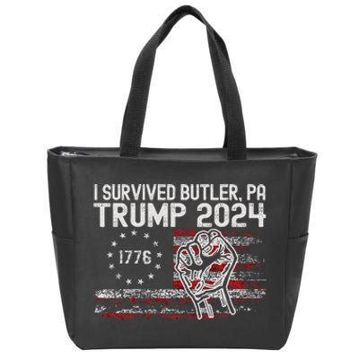 Trump I Survived Trump Rally Butler Pa Shooting Ear Zip Tote Bag