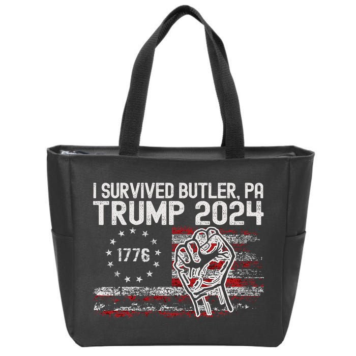 Trump I Survived Trump Rally Butler Pa Shooting Ear Zip Tote Bag