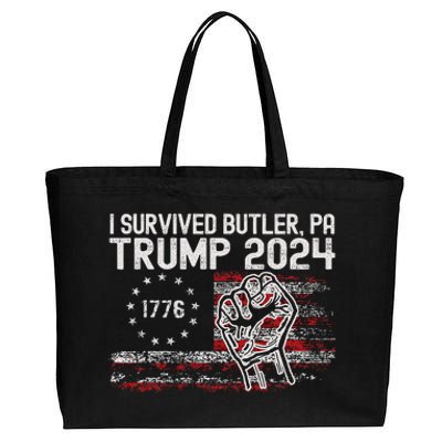 Trump I Survived Trump Rally Butler Pa Shooting Ear Cotton Canvas Jumbo Tote