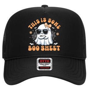 This Is Some Boo Sheet Women Cute Ghost Halloween High Crown Mesh Back Trucker Hat