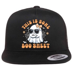 This Is Some Boo Sheet Women Cute Ghost Halloween Flat Bill Trucker Hat