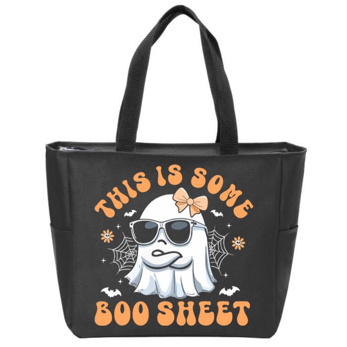 This Is Some Boo Sheet Women Cute Ghost Halloween Zip Tote Bag