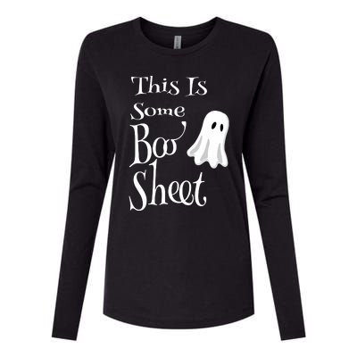 This Is Some Boo Sheet Funny Halloween Pun Design Ghost Gift Womens Cotton Relaxed Long Sleeve T-Shirt