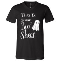 This Is Some Boo Sheet Funny Halloween Pun Design Ghost Gift V-Neck T-Shirt