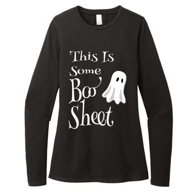 This Is Some Boo Sheet Funny Halloween Pun Design Ghost Gift Womens CVC Long Sleeve Shirt