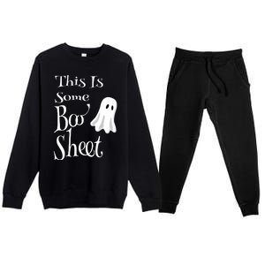 This Is Some Boo Sheet Funny Halloween Pun Design Ghost Gift Premium Crewneck Sweatsuit Set