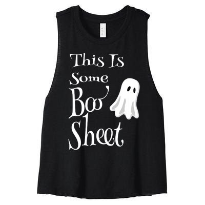 This Is Some Boo Sheet Funny Halloween Pun Design Ghost Gift Women's Racerback Cropped Tank