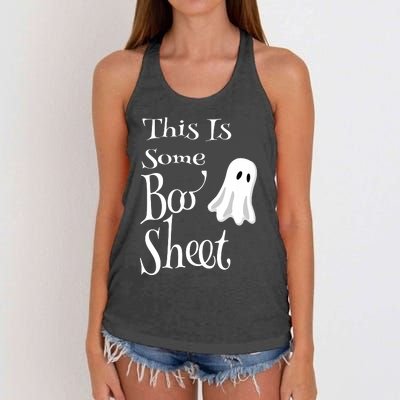 This Is Some Boo Sheet Funny Halloween Pun Design Ghost Gift Women's Knotted Racerback Tank