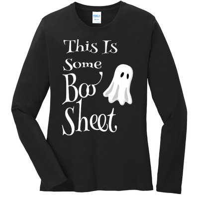 This Is Some Boo Sheet Funny Halloween Pun Design Ghost Gift Ladies Long Sleeve Shirt