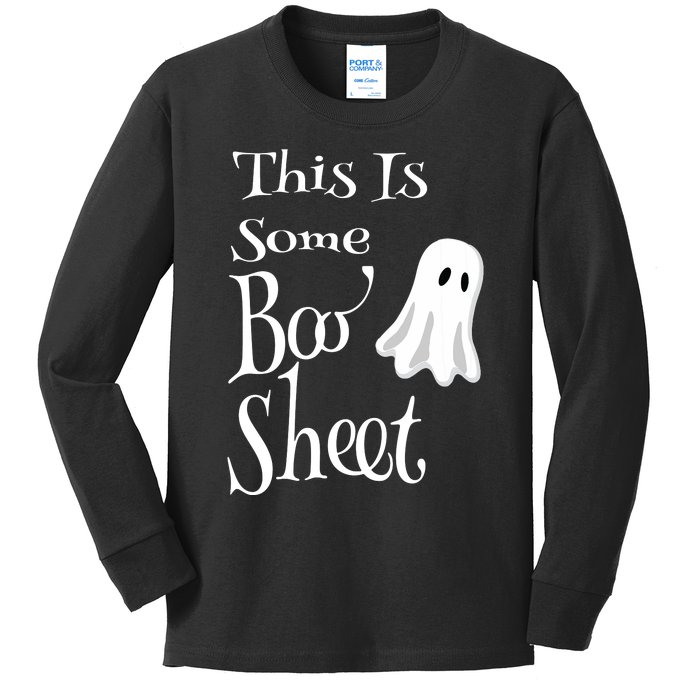 This Is Some Boo Sheet Funny Halloween Pun Design Ghost Gift Kids Long Sleeve Shirt