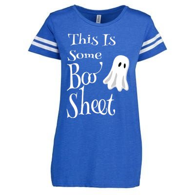 This Is Some Boo Sheet Funny Halloween Pun Design Ghost Gift Enza Ladies Jersey Football T-Shirt