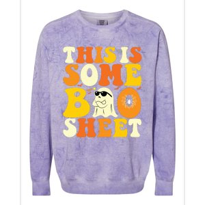 This Is Some Boo Sheet Retro Groovy Halloween Cute Boo Ghost Colorblast Crewneck Sweatshirt