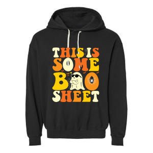 This Is Some Boo Sheet Retro Groovy Halloween Cute Boo Ghost Garment-Dyed Fleece Hoodie