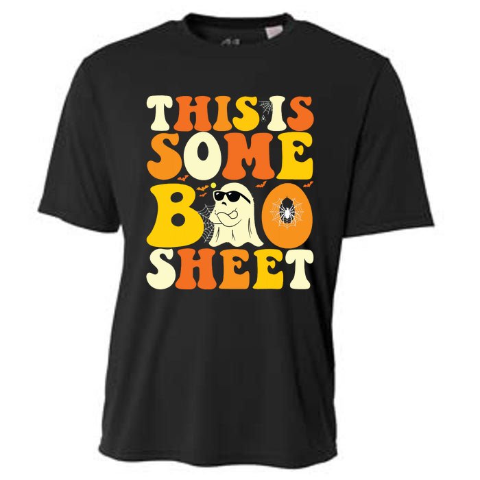 This Is Some Boo Sheet Retro Groovy Halloween Cute Boo Ghost Cooling Performance Crew T-Shirt