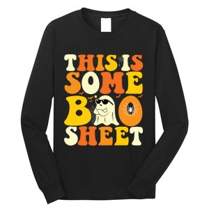 This Is Some Boo Sheet Retro Groovy Halloween Cute Boo Ghost Long Sleeve Shirt