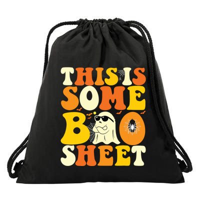This Is Some Boo Sheet Retro Groovy Halloween Cute Boo Ghost Drawstring Bag