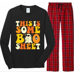 This Is Some Boo Sheet Retro Groovy Halloween Cute Boo Ghost Long Sleeve Pajama Set