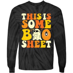 This Is Some Boo Sheet Retro Groovy Halloween Cute Boo Ghost Tie-Dye Long Sleeve Shirt