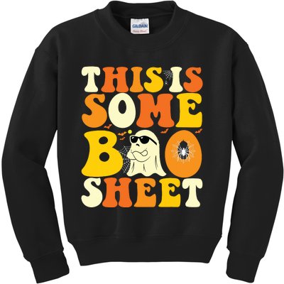 This Is Some Boo Sheet Retro Groovy Halloween Cute Boo Ghost Kids Sweatshirt