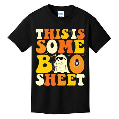 This Is Some Boo Sheet Retro Groovy Halloween Cute Boo Ghost Kids T-Shirt