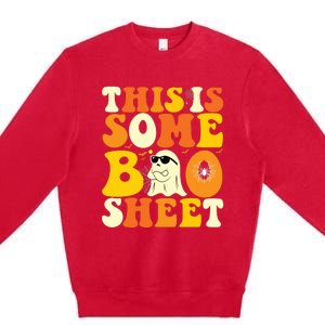 This Is Some Boo Sheet Retro Groovy Halloween Cute Boo Ghost Premium Crewneck Sweatshirt